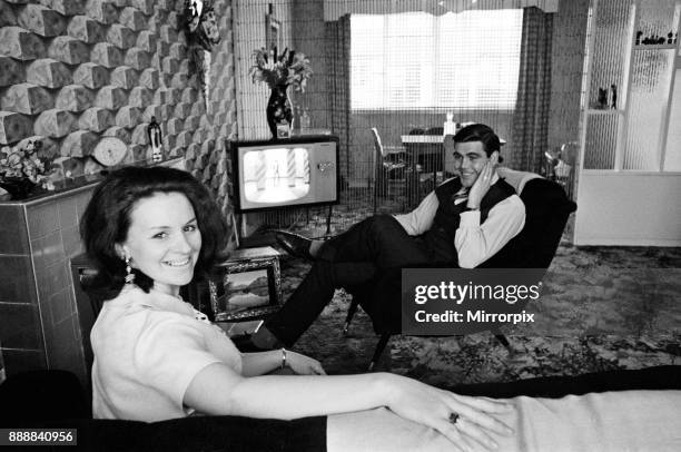 Celtic C's outside-left John Hughes, at home in Tannochside, Lanarkshire with his wife Mary, 24th January 1968.