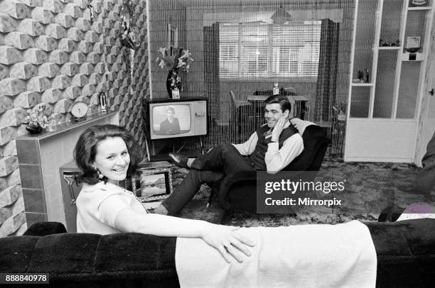 Celtic C's outside-left John Hughes, at home in Tannochside, Lanarkshire with his wife Mary, 24th January 1968.