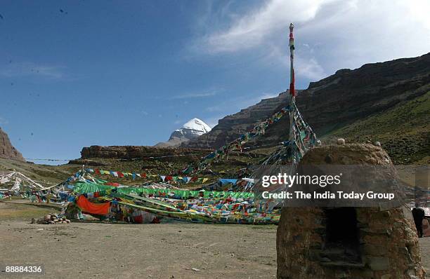 The Tibetan goodwill flag station called Tarbuche, which is the gateway to Mount Kailash and from this place pilgrims begin their Parikrama. Tarbuche...