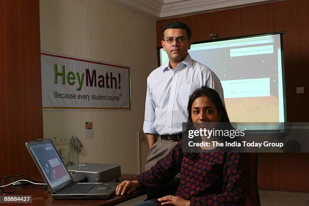 Harsh Rajan with his wife Nirmala Sankaran, Co-Founders and Managing Directors of HeyMath in Chennai, Tamil Nadu, India.