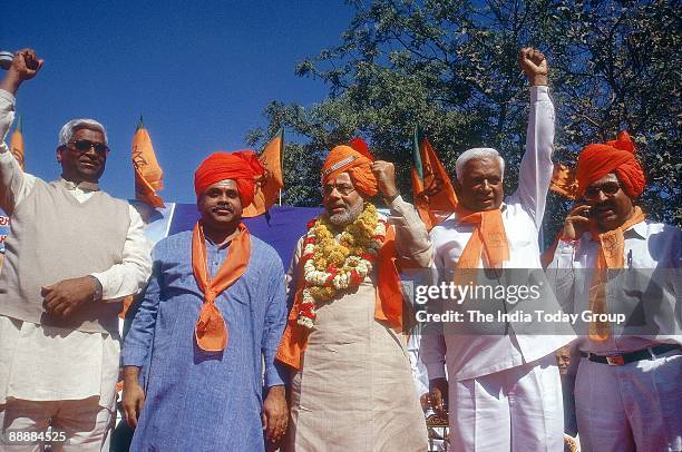 Narendra Modi, Chief Minister of Gujarat with other Leaders during Election Campaign