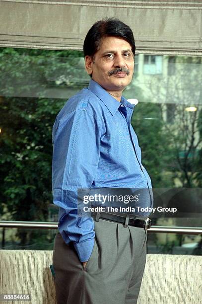 Prithvi Haldea, Managing Director, PRIME Database , at office, in Delhi, India. Potrait