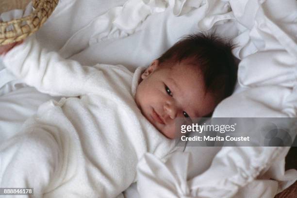 Laura Smet, newborn daughter of Johnny Hallyday and Nathalie Baye, 24th November 1983