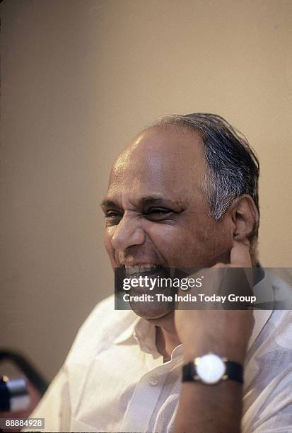 Sharad Pawar, Union Cabinet Minister and Founder President of Nationalist Congress Party sitting