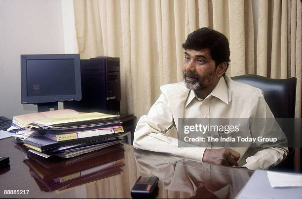 Nara Chandrababu Naidu, President of the Party sitting in his office