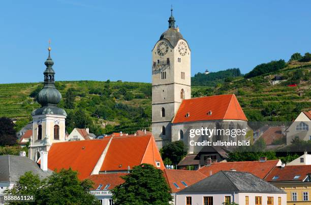 Austria, Lower Austria, A-Krems an der Donau, Danube, Wachau, Waldviertel, A-Krems-Stein, A-Stein an der Donau, city view, catholic parish church...