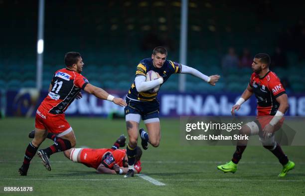 Ben Howard of Worcester Warriors in action during the European Rugby Challenge Cup match between Worcester Warriors and Oyonnax at Sixways Stadium on...