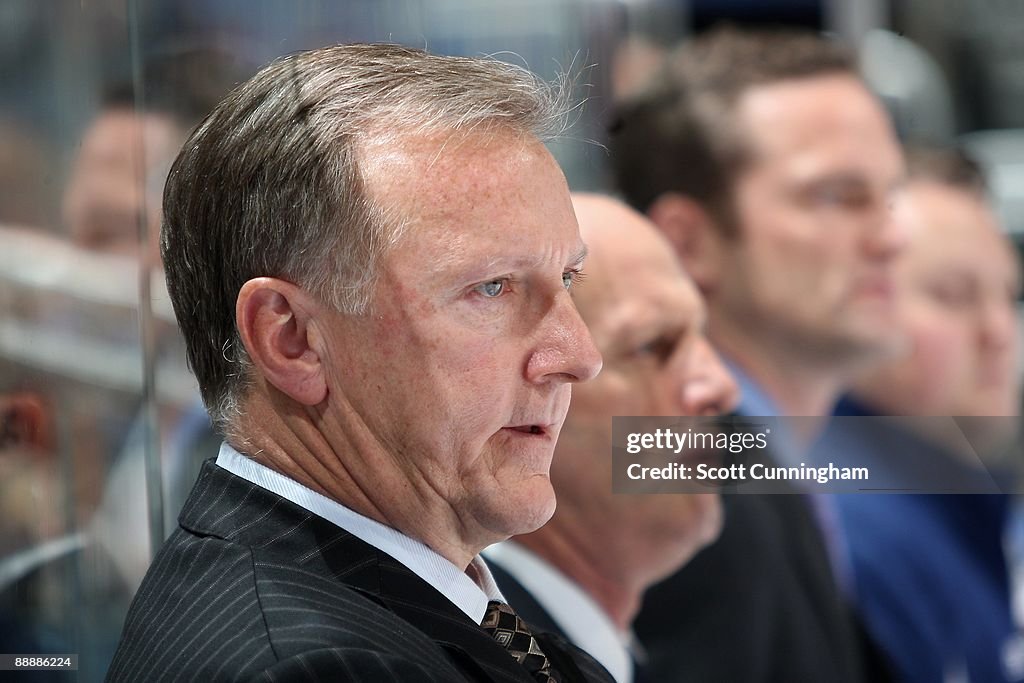 Ron Rundel Toronto Head Coach Ron Wilson of the Toronto Maple Leafs watches the action ...