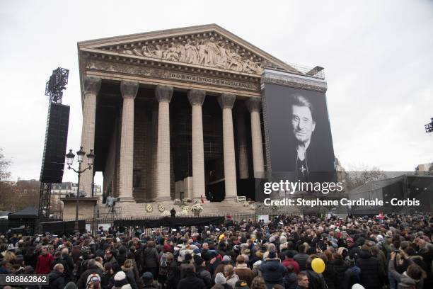 General View of Eglise de la Madeleine after Johnny Hallyday's Funeral at Eglise De La Madeleine on December 9, 2017 in Paris, France. France pays...