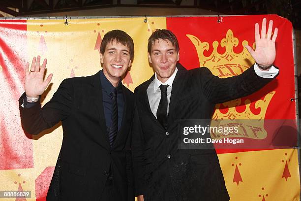 James Phelps and Oliver Phelps attend the world premiere of 'Harry Potter and the Half Blood Prince' held at the Odeon Leicester Square on July 7,...