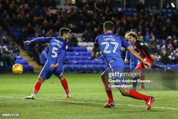 Blackburn Rovers' Bradley Dack scores his side's second goal during the Sky Bet League One match between Peterborough United and Blackburn Rovers at...