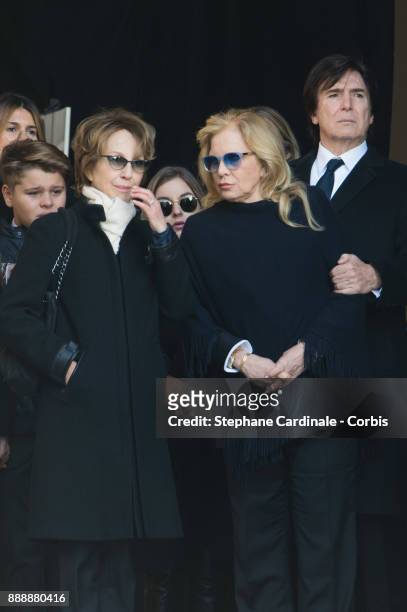 Nathalie Baye, Sylvie Vartan and Tony Scotti during Johnny Hallyday's Funeral at Eglise De La Madeleine on December 9, 2017 in Paris, France. France...