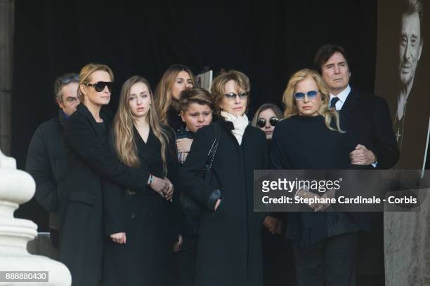 Estelle Lefebure, his daughter Ilona Smet, Nathalie Baye, Sylvie Vartan and Tony Scotti during Johnny Hallyday's Funeral at Eglise De La Madeleine on...