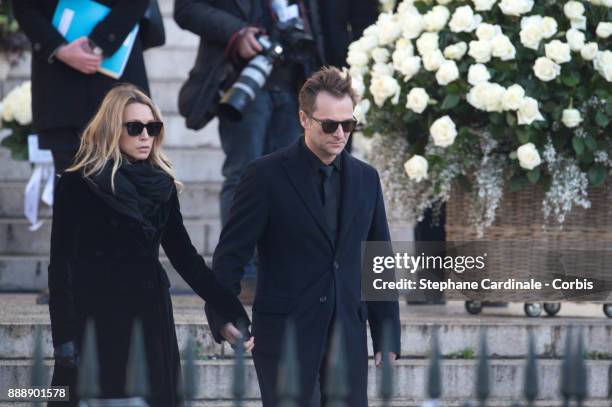 Laura Smet and David Hallyday during Johnny Hallyday's funeral at Eglise De La Madeleine on December 9, 2017 in Paris, France. France pays tribute to...