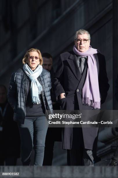 Isabelle Balkany and Patrick Balkany during Johnny Hallyday's funeral at Eglise De La Madeleine on December 9, 2017 in Paris, France. France pays...