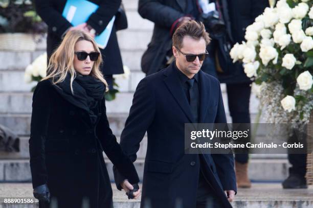 Laura Smet and David Hallyday during Johnny Hallyday's funeral at Eglise De La Madeleine on December 9, 2017 in Paris, France. France pays tribute to...