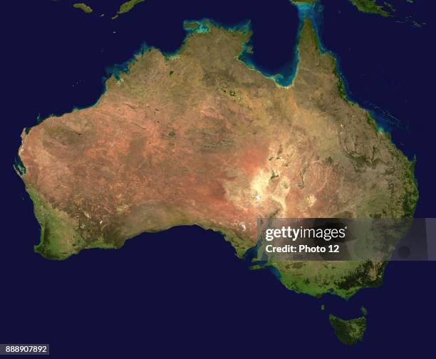 Composite satellite photograph of Australia.