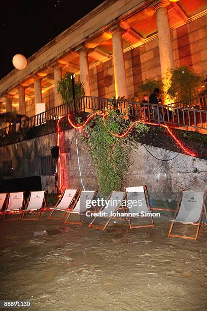 Deck chairs a seen in front of P1 discotheque during The Beach - P1 Summer Party after heavy rain on July 7, 2009 in Munich, Germany.