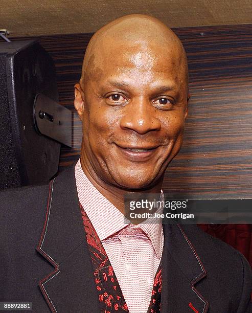 Former pro Baseball player Darryl Strawberry attends the "Straw: Finding My Way" book release party at Hawaiian Tropic Zone on July 7, 2009 in New...