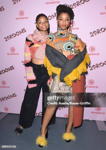 Chloe Bailey and Halle Bailey of Chloe x Halle attend Refinery29 29Rooms Los Angeles: Turn It Into Art at ROW DTLA on December 6, 2017 in Los...