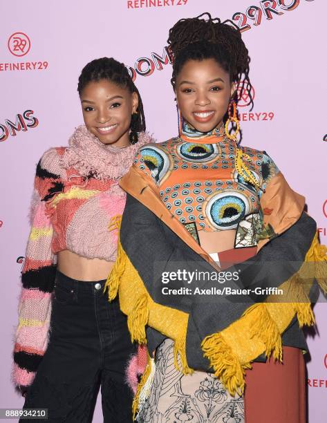 Chloe Bailey and Halle Bailey of Chloe x Halle attend Refinery29 29Rooms Los Angeles: Turn It Into Art at ROW DTLA on December 6, 2017 in Los...