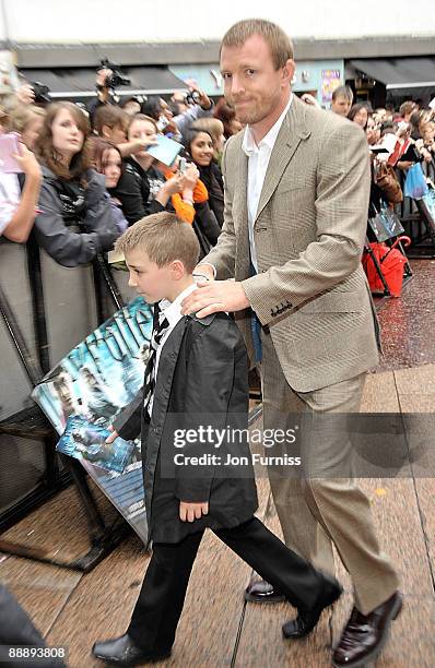 Director Guy Richie with his son Rocco attend the 'Harry Potter and the Half-Blood Prince' film premiere at the Odeon Leicester Square on July 7,...