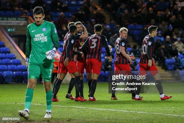 Blackburn Rovers' Charlie Mulgrew celebrates with his team mates after scoring their first goal during the Sky Bet League One match between...