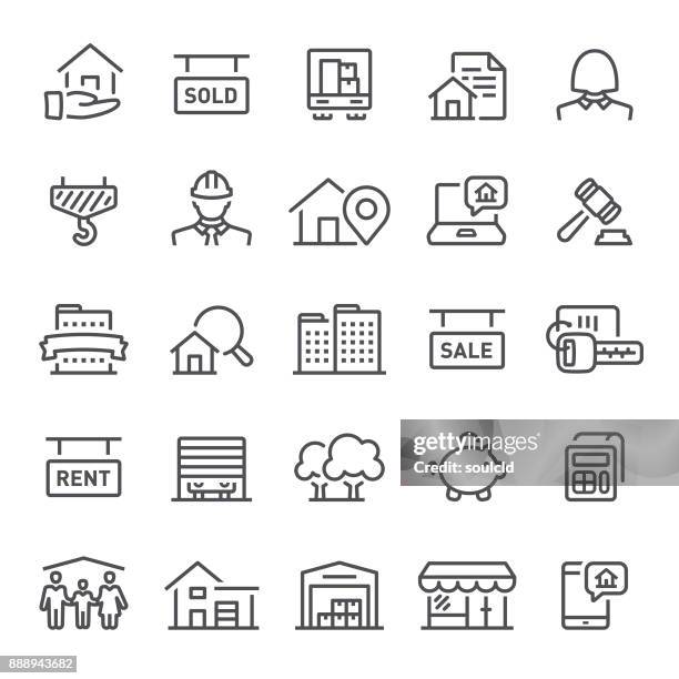 illustrations, cliparts, dessins animés et icônes de icônes d'immobilier - promoteur immobilier