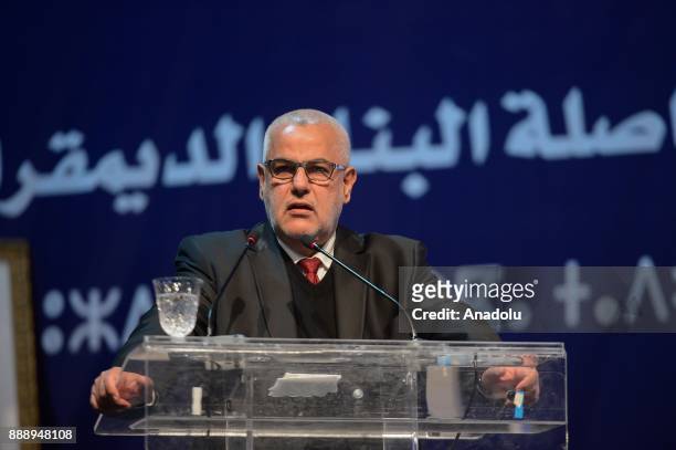 Leader of the Justice and Development Party , Abdelilah Benkirane delivers a speech during opening of the 8th Justice and Development Party Ordinary...