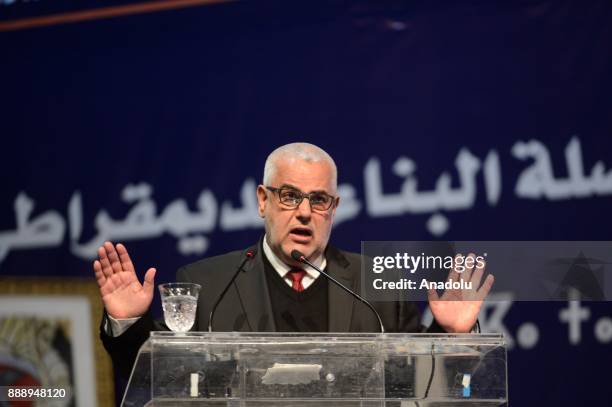 Leader of the Justice and Development Party , Abdelilah Benkirane delivers a speech during opening of the 8th Justice and Development Party Ordinary...