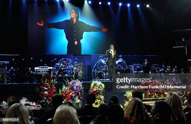 In this handout provided by Harrison Funk and Kevin Mazur, Jermaine Jackson attends Michael Jackson's Public Memorial Service held at Staples Center...