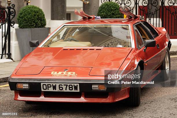 Lotus Turbo Esprit car from the 1981 James Bond film "For Your Eyes Only" is displayed for sale on July 8, 2009 in London. An auction of collectors...