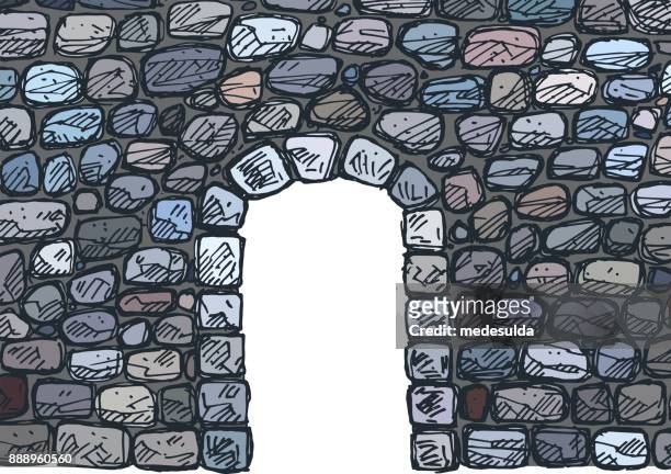 stockillustraties, clipart, cartoons en iconen met stone gate - old castle entrance