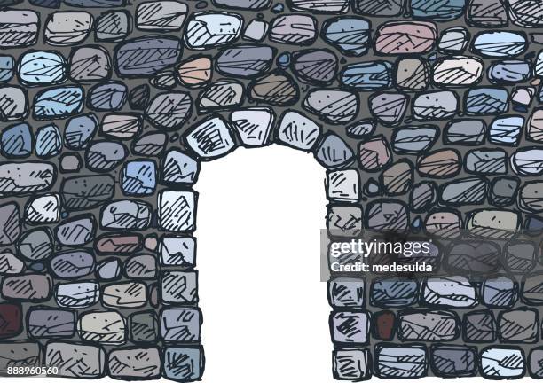 stone gate - old castle entrance stock illustrations