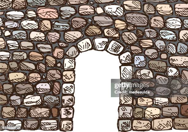 stockillustraties, clipart, cartoons en iconen met stone gate - old castle entrance