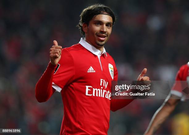 Benfica midfielder Filip Krovinovic from Croatia celebrates after scoring a goal during the Primeira Liga match between SL Benfica and GD Estoril...