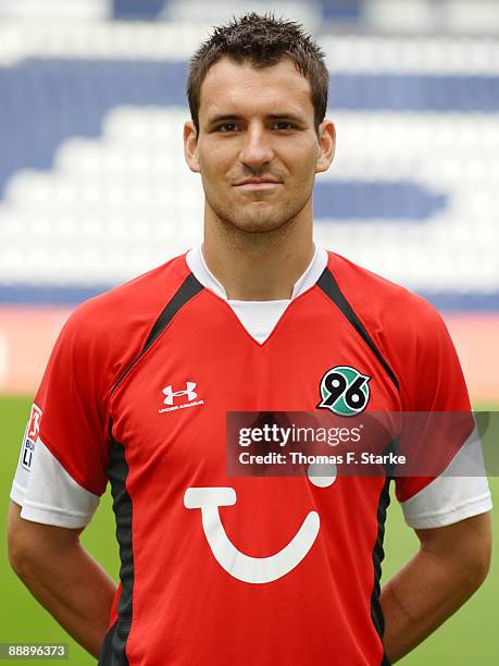 Mario Eggimann poses during the Bundesliga Team Presentation of Hannover 96 at the AWD Arena on July 8, 2009 in Hanover, Germany.