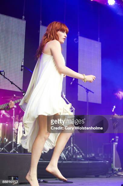 Florence and The Machine performs on stage on the third day of Eurockneennes Festival at Malsaucy on July 5, 2009 in Belfort, France.