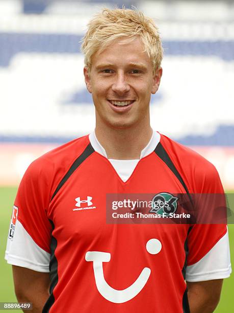 Mike Hanke poses during the Bundesliga Team Presentation of Hannover 96 at the AWD Arena on July 8, 2009 in Hanover, Germany.