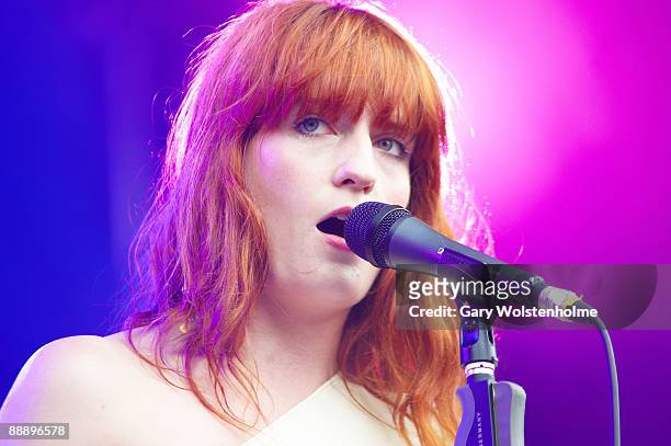 Florence and The Machine performs on stage on the third day of Eurockneennes Festival at Malsaucy on July 5, 2009 in Belfort, France.