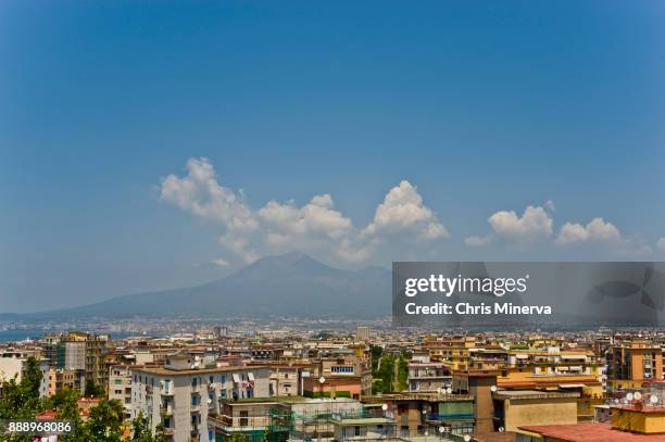 scafati, suburb of naples, italy with mt. vesuvius in the background - scafati stock pictures, royalty-free photos & images