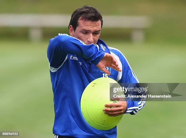 Piotr Trochowski reacts during a training session at day three of the Hamburger SV training camp on July 8, 2009 in Laengenfeld, Austria.