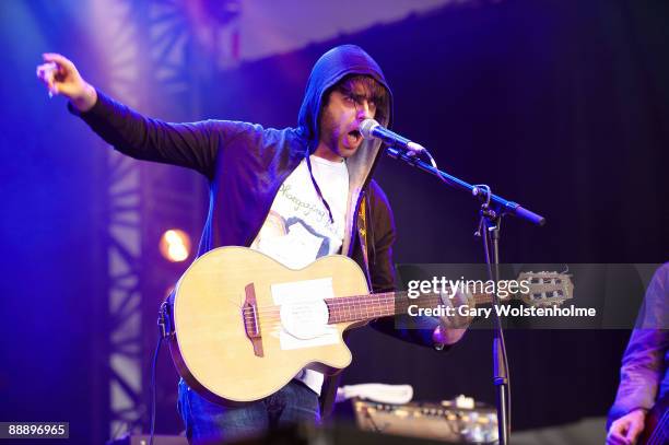 Jose Reis Fontao of Stuck in the Sound performs on stage on the third day of Eurockneennes Festival at Malsaucy on July 5, 2009 in Belfort, France.