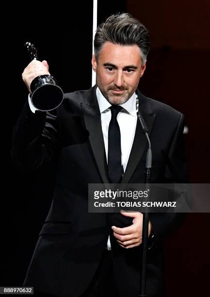 British director William Oldroyd delivers a speech after receiving the European discovery Prix FIPRESCI award during the 30th European Film Awards...
