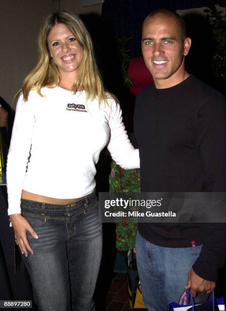 Kelly Slater with Kristie Carsten at the Jelly Kids booth