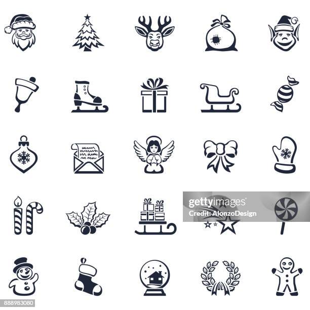 christmas and winter icons - mistletoe stock illustrations