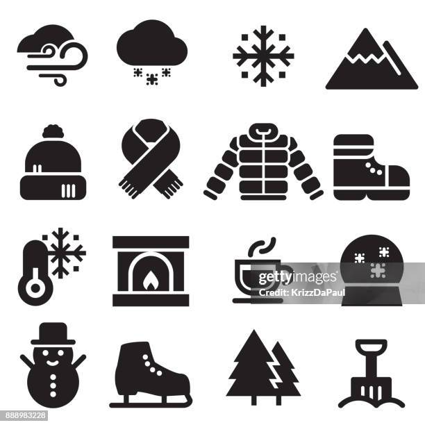 bildbanksillustrationer, clip art samt tecknat material och ikoner med vinter ikoner [black edition] - scarf