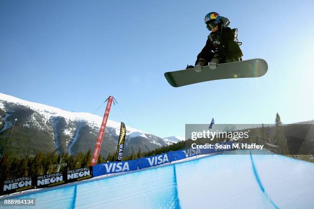 Louie Vito of the United States competes in the finals of the FIS Snowboard World Cup 2018 Men's Snowboard Halfpipe during the Toyota U.S. Grand Prix...