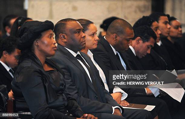 Former Democratic Republic of Congo Vice President Jean-Pierre Bemba attends with his father's wife Liliane on July 8, 2009 at the Saints Michel and...