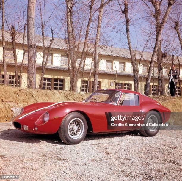 Ferrari Press Conference; Maranello, February 1962. The first 250GTO on display in the Factory courtyard. There is some opinion that this car was...